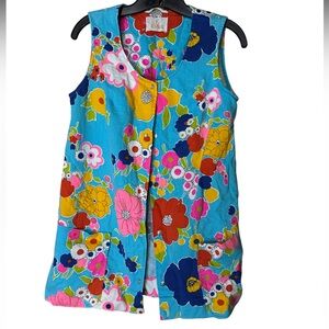 Miss Elaine Y2K 70’s Theme Vibrant Floral Top Vest Pearl Snap Teacher - Size S